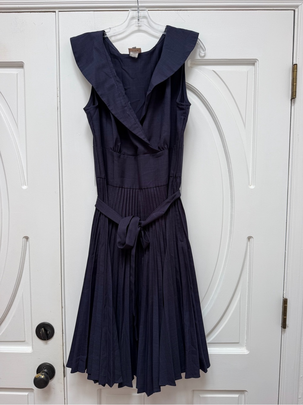 Teresa Marie Heart of Haite Navy Sleeveless Pleated Fit & Flare Dress with Sash